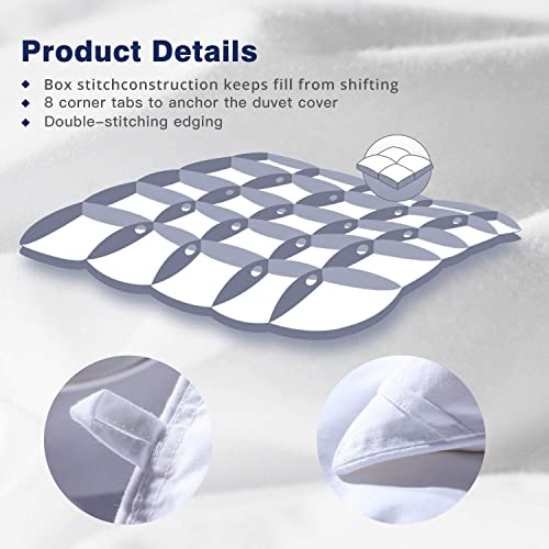 Globon Goose Down Comforter Queen Size All Season Down Duvet Insert,400 Thread Count Ultra Soft Noiseless Shell,800 Fill Power with Corner Tabs,White