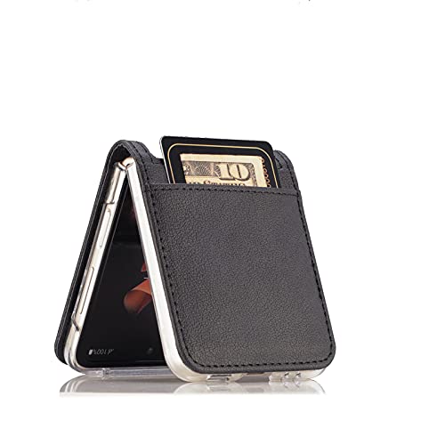 Galaxy Z Flip 4 5G Case,Samsung Z Flip 4 Luxury PU Leather Wallet Protective Phone Case with Card Slots Pocket Cover Case for Samsung Galaxy Z Flip 4 5G Black
