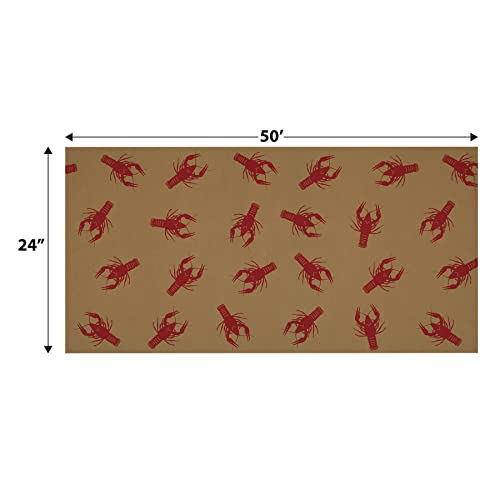Beistle 24" x 50' New Orleans Theme Crawfish Print Kraft Paper Table Roll, Mardi Gras Party Supplies Tablecovers