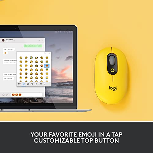 Logitech POP Mouse, Wireless Mouse with Customizable Emojis, SilentTouch Technology, Precision/Speed Scroll, Compact Design, Bluetooth, Multi-Device, OS Compatible - Cosmos