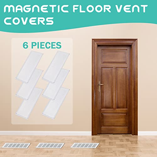 Floor Vent Covers Rectangle Air Vent Screen Cover Magnetic PVC Vent Mesh Floor Register Cover Plastic Vent Screen for Wall Ceiling Floor Catch Debris Hair Insect (White, 8 x 14 Inch)