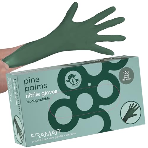 FRAMAR Green Gloves Disposable Latex Free – Powder Free Nitrile Gloves Small, Disposable Gloves Small Nitrile Gloves, Rubber Gloves Disposable, Latex Free Gloves Small, Biodegradable Gloves – 100 Pk