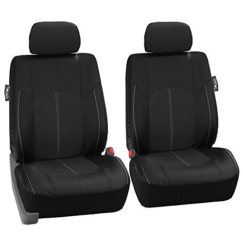 FH Group Perforated Leatherette Three Row Set 7 Seater Car Seat Covers, Airbag Compatible and Split Ready- Universal Fit for Cars, Trucks & SUVs (Black)