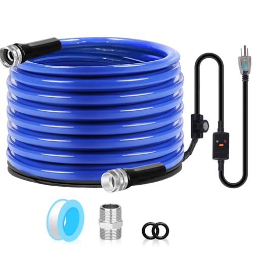 75FT Heated Water Hose for Rv, (5/8" ID) Hose Water Heater with Energy Saving Thermostat to Keep Water Running in Down to -45℉ Lead and BPA Free Designed for RV/Camper/Home/Garden