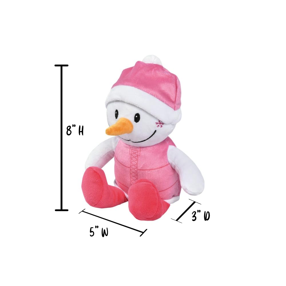 The System Sellers Winter, Christmas, Snowman, Snowball Fidget Sensory Toys for Kids, Party Favors, or Stocking Stuffers (8" Plush Snowman in Pink Jacket)