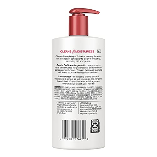 Jergens Extra Moisturizing Hand Soap, Liquid Hand Soap Dispenser with Jergens Cherry Almond Scent, Hand Wash For Dry Hands, 8.3 Ounces (Pack of 3)
