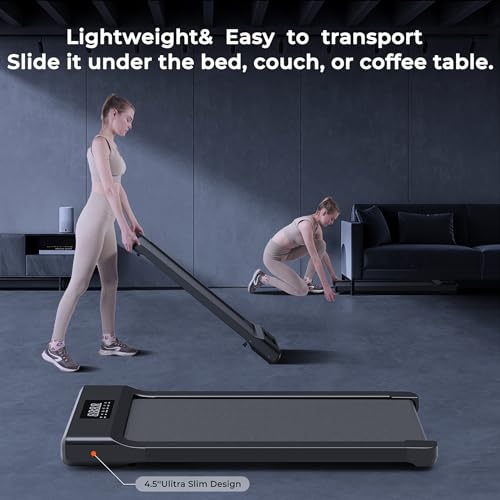 Lacuffy 2024 Upgraded Walking Pad Treadmill, Smart Walking Pads, 2.5HP Quiet Under Desk Treadmill for Home Office Use, Remote Control & App-Enabled, No Assembly Required, 300lbs Weight Capacity