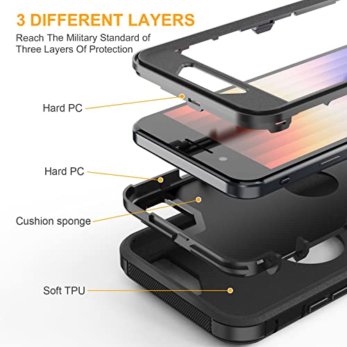 jaroco for iPhone SE Case 2022/2020/3rd/2rd,iPhone 8/7 case [Shockproof] [Dropproof] [Military Grade Drop Tested] with Non-Slip Removable Heavy Duty Full Body Phone Case 4.7 Inch-Black