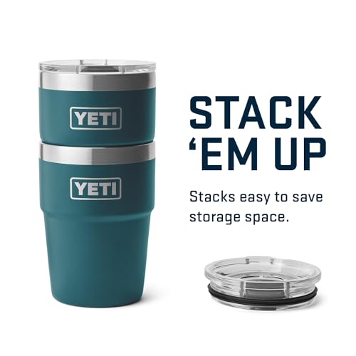 YETI Rambler 16 oz Stackable Tumbler, Vacuum Insulated, Stainless Steel with MagSlider Lid, Big Wave Blue