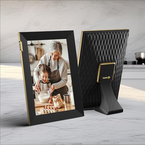 Nixplay Digital Touch Screen Picture Frame with WiFi - 10.1” Photo Frame, Connecting Families & Friends (Black/Gold)