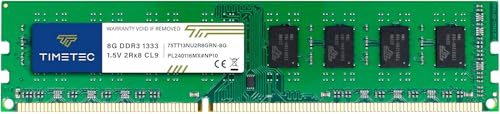Timetec 32GB KIT(4x8GB) DDR3 / DDR3L 1333MHz PC3-10600 Non-ECC Unbuffered 1.5V / 1.35V CL9 2Rx8 Dual Rank 240 Pin UDIMM PC Desktop Computer Memory RAM Module Upgrade (32GB KIT(4x8GB))