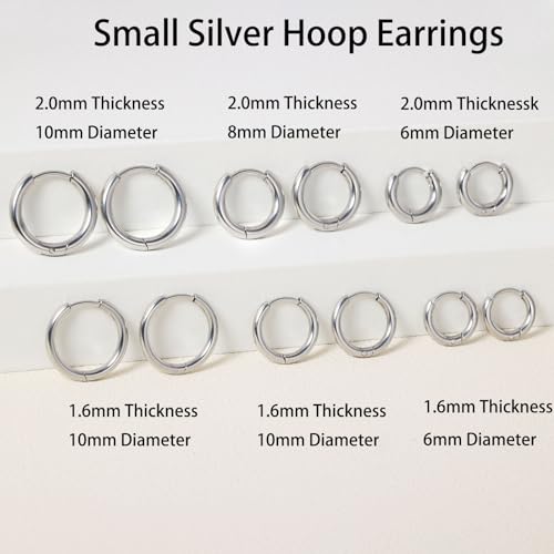 Sweetkiki 6 Pairs Small Gold Hoop Earrings Set, Hypoallergenic Huggie Hoop earrings in 14K Gold Plated for Sensitive Ears, Leightweight 24/7 Cartilage Hoop Earring for Women Men, 14K Gold Plated, No