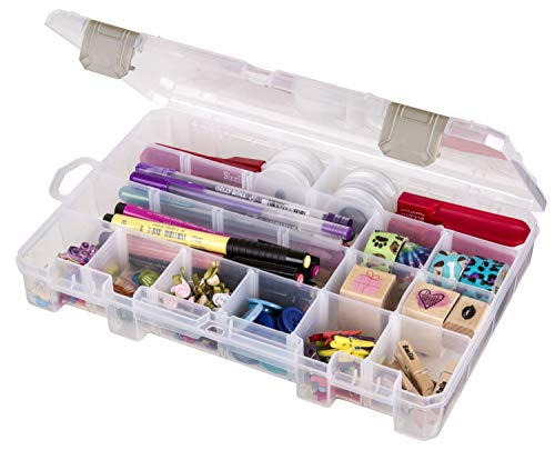 ArtBin 4006AB Medium Solutions Box with Dividers, Art & Craft Organizer, [1] Plastic Storage Case, Clear