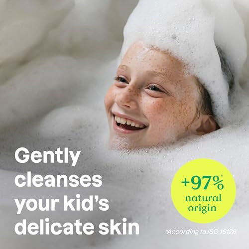 ATTITUDE Bubble Wash for Kids, Hair Shampoo and Body Soap, EWG Verified, Plant- and Mineral-Based, Vegan, Blueberry, 16 Fl Oz