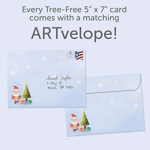 Tree-Free Greetings - Christmas Greeting Cards - Artful Designs - 16 Assortment Cards + Matching Envelopes - Made in USA - 100% Recycled Paper - 5"x7" - Christmas Critters (GP60504)