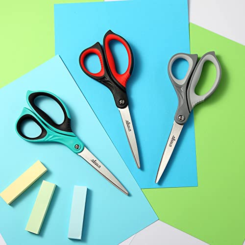 LIVINGO 8.5" Scissors All Purpose, 3 Pack Ultra Sharp Blade Shears, Professional Ergonomic Comfort Grip Scissors for Office School Home Supplies Fabric Sewing DIY Cutting General Use