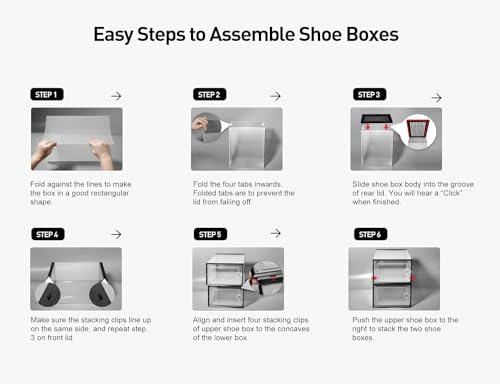 Kuject X-Large Shoe Storage Boxes Organizers Clear Plastic Stackable 4 Pack, Shoe Rack & Holder Substitute, Sneaker Containers, Toy Storage Organizer Bins for Entryway, Closet, Under Bed, Grey