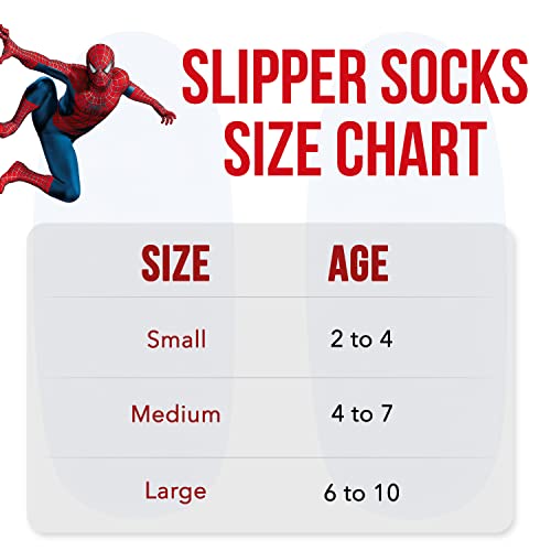 Marvel Spider-Man Fuzzy House Slippers and Socks for Kids, Grippers, 2-Pack Red and Blue Kids Socks