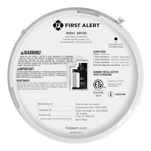 First Alert SMI100, Battery-Operated Smoke Alarm, 3-Pack