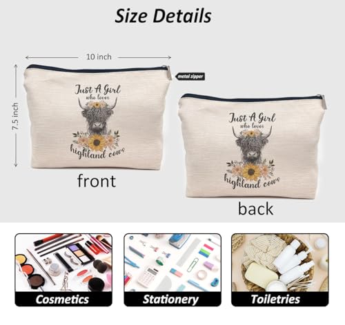 IWXYI Highland Cow Bag,Highland Cow Gifts,Cow Toiletry Bag,Just a Girl Who Loves Highland Cow Makeup Bag,Highland Cow Make Up Bag Zipper Pouch Travel Toiletry Bag,Highland Cow Lover Gifts