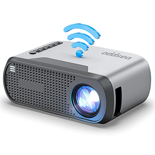 Mini Projector with WiFi, Oddsea Portable Projector for Home Theater, 1080P Supported Movie Projector for Outdoor Use, Compatible with iPhone, Android Phone, Laptop, USB, TV Stick