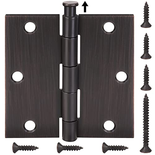 TICONN 6-pack 3.5 Inch Door Hinges with Square Corner, 3-1/2 x 3-1/2 Inch Iron Bifold Residential Doors Hardware (Square Corner, Oil Rubbed Bronze, 6 Pack)