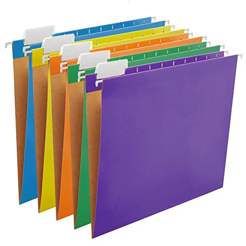 Y YOMA 25 Pack Colored Hanging File Folder Letter Size Decorative File Folder Pretty Reinforced Hanging Folder Organizer for Filing Cabinet Office Home with 1/5-Cut Adjustable Tabs, Assorted Color