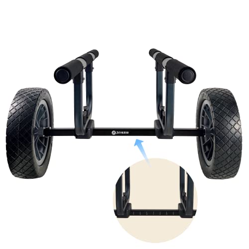 JOIERW Heavy Duty Kayak Cart, Width Adjustable Canoe Cart with 12inch Flatfree Beach Wheels Boat Dolly Cart Transport Carrier