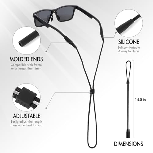BANSTLE Adjustable Glasses Straps - 3 Pcs Adjustable Eyewear Retainer Glasse Strap for Men, Women and Kids, Eyewear String Lanyard Retainer, Sunglasses Straps, Eyeglasses Straps