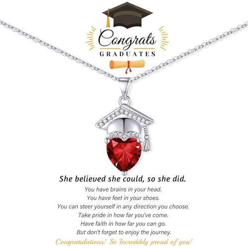 2024 Graduation Gifts Birthstone Neckalce for Women Graduation Cap Heart Pendant Necklace for Teen Girls August Birthstone Necklace Law School Graduation Gifts Girlfriend Daughter Birthday Jewelry