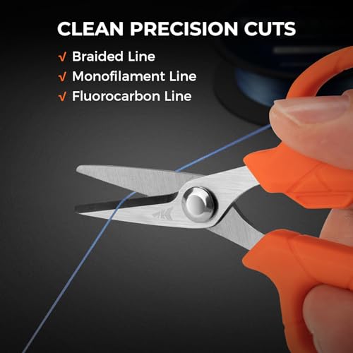 KastKing Paradox 4.5-Inch Fishing Scissors, Stainless Steel Precision Fishing Line Cutters With Non-Slip Grip, Protective Sheath, and Neck Lanyard, Small Scissors for Braided Fishing Line