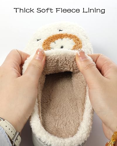 Cysincos House Slippers for Women and Men Unisex Cozy Warm Winter Plush Slides Slip-on Fuzzy Slippers Midnight White Size 5.5