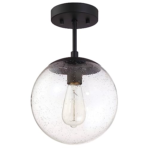 Design House 588517-SG Gracelyn Modern Indoor Dimmable Semi-Flush Ceiling Light with Clear Seedy Glass Globe Shade for Kitchen Hallway Bedroom, Satin Gold