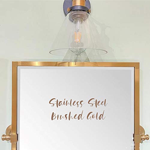 23x24'' Brushed Gold Metal Framed Pivot Rectangle Bathroom Mirror in Stainless Steel Tilting Beveled Vanity Mirrors for Wall