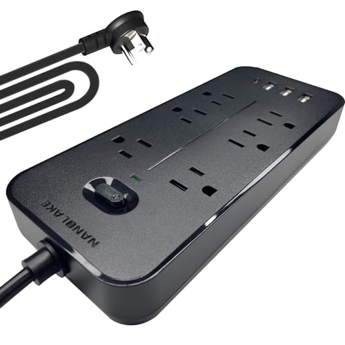 Power Strip Surge Protector with USB Ports (3A&1C),6FT Extension Cord, 6 AC Outlets, 1700 Joules Protection - Compact & Wall-Mountable, Ideal for Home, Office & Dorm (Bright Black)