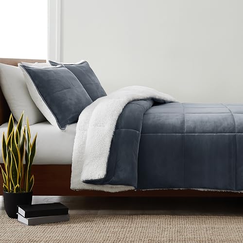 UGG 00519 Blissful Full-Queen Comforter Set Ultra Soft Velvety Flannel Oversized Comforter and Pillow Machine Washable Soft Cozy Bedding Queen Size Blanket Set for Bedroom Accent, Full/Queen, Imperial