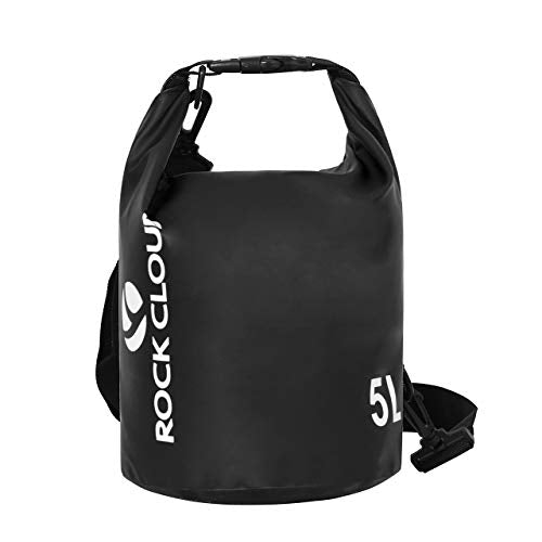 ROCK CLOUD Dry Bag Waterproof 5L Dry Sack for Kayaking Rafting Boating Beach Surfing Swimming Canoe Camping Hiking Fishing Ski, Black