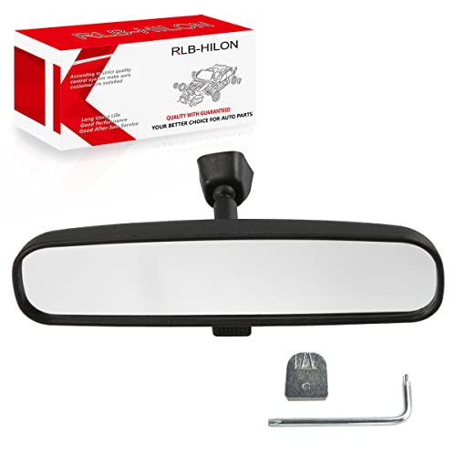 RLB-HILON 9.5” Rear View Mirror, Universal Fit Type, Compatible with Jeep Wrangler Kia Optima Soul Sorento Nissan Rogue Altima Toyota Corolla Camry Tacoma RAV4 Ford F150 Focus Honda Civic And More