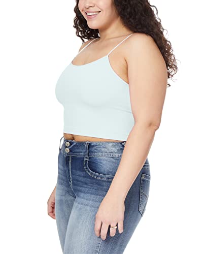 WallFlower Women's Carson Insta Smooth Seamless Shelf Bra Camisole 2-Pack (Standard and Plus), Black Night/Snow White, Small