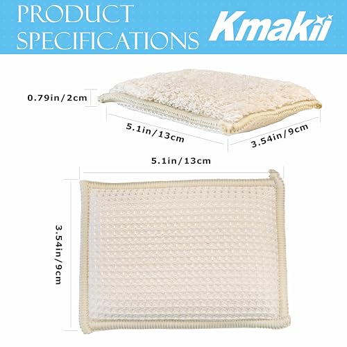 KMAKII Bamboo Kitchen Sponges,Dish Sponge,Super Absorbent Cleaning Sponges, Pack of 12