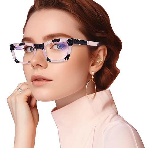 SIGVAN 6 Pack Oprah Style Reading Glasses Blue Light Blocking Square Computer Spring Hinge Readers for Women (6 Mix-5, 3.5, multiplier_x)
