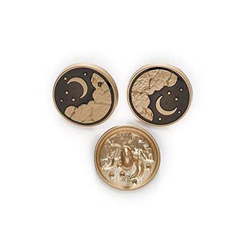 5 PCS Sun Moon Imprint Round Metal Shank Button for Sewing Scrapbooking Clothing Handmade Crafts Accessories (18mm, Golden Moon)