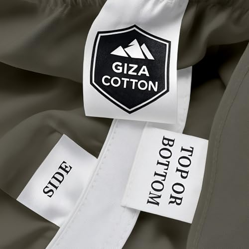 MyGiza Sheets 4 Pcs Top Split King Sheet Sets for Adjustable Bed, 100% Giza Cotton Perfect for Sleep Number Beds, King 34" Down Flex Head, Fits 16" Deep Mattress, Dark Grey Solid