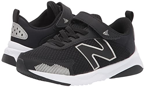 New Balance Unisex Child Dynasoft 545 V1 Hook And Loop Running Shoe, Black/White/Silver Metallic, 8 Wide Toddler US