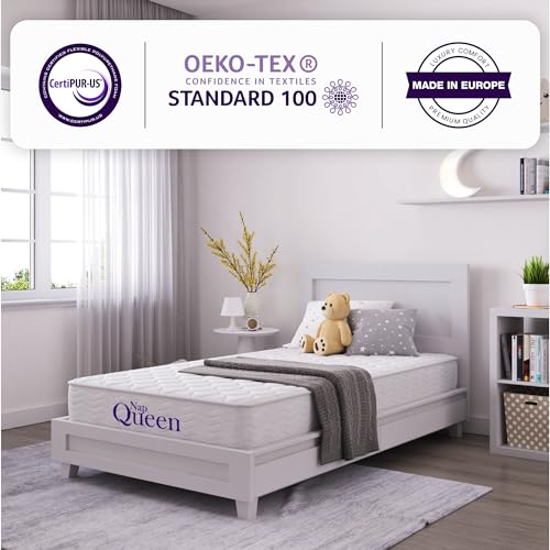 NapQueen 6 Inch Innerspring Queen Size Medium Firm Support Relief Mattress, Bed in a Box, White