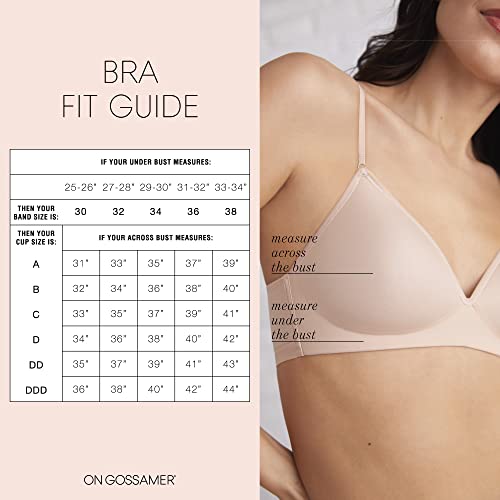 OnGossamer Women's Sleek Micro Plush Push Up Bra w/Lace Back, Champagne, 34A