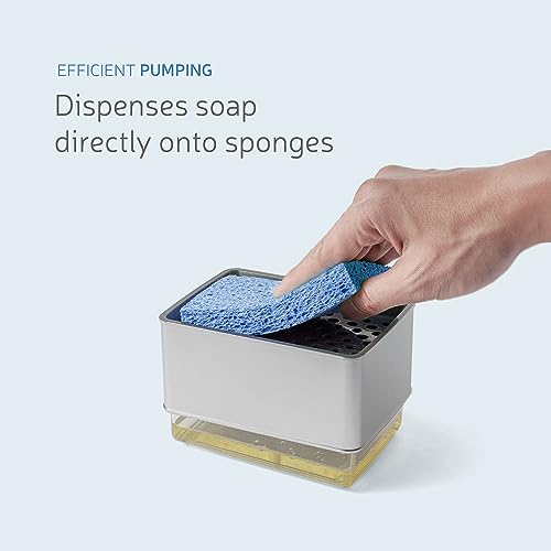 Countertop Liquid Dish Soap Dispenser with Sponge Holder + 2 x Refill Liquid Dish Soap Bundle