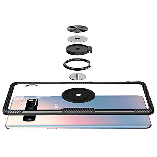 Phone Case for Samsung Galaxy S10 with Tempered Glass Screen Protector Clear Cover and Magnetic Rubber Stand Ring Holder Slim Hard Cell Accessories Glaxay S 10 Edge Gaxaly 10S GS10 X10 Cases Men Blue