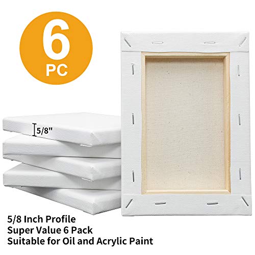 FIXSMITH Stretched White Blank Canvas- 8x8 Inch,Bulk Pack of 12,Primed,100% Cotton,5/8 Inch Profile of Super Value Pack for Acrylics,Oils & Other Painting Media.