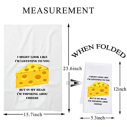BDPWSS Funny Cheese Kitchen Towel Cheese Lover Gift I Might Look Like I'm Listening I'm Thinking About Cheese Dish Towel (Thinking Cheese TW)